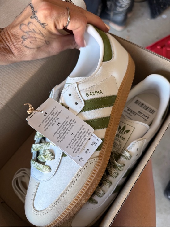 adidas Shoes - adidas Samba Sneakers - White with Olive and Gum